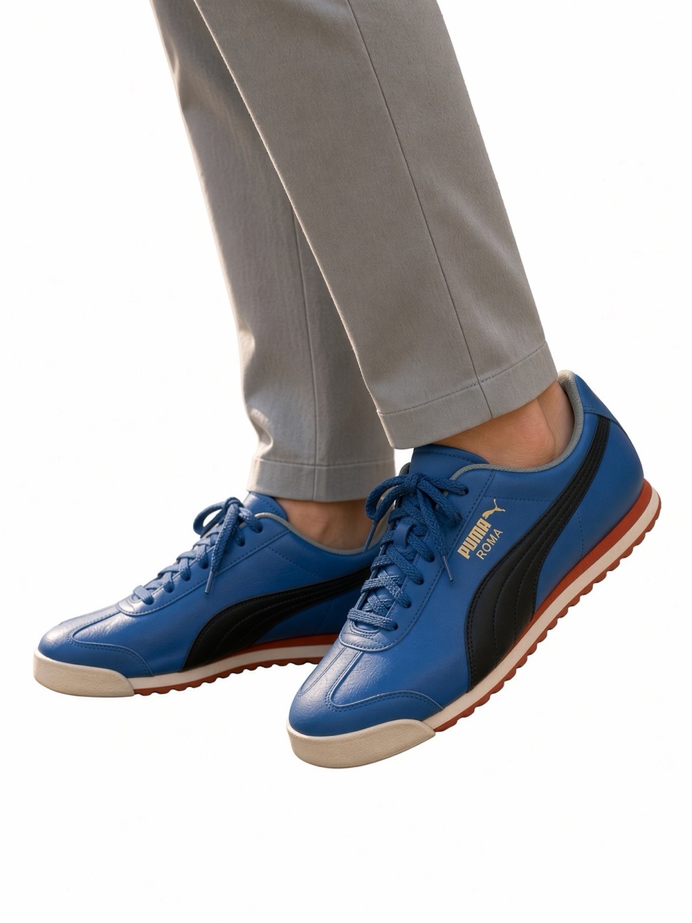 Puma Roma Blue and Black Low-Top Sneakers Mens Size 10.5